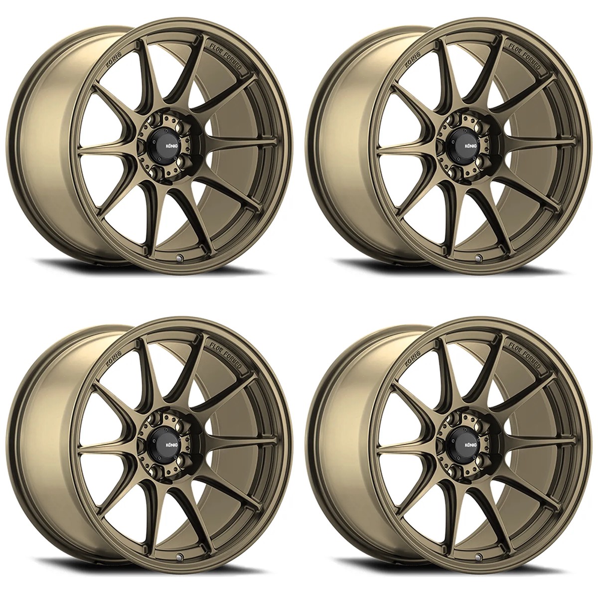 (set of 4) Konig Dekagram Gloss Bronze | 17x8" +45mm | 4x100mm Wheel