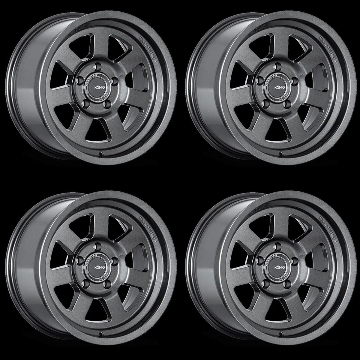 (set of 4) Konig HT2 Gloss Anthracite | 17x8.5" -6mm | 6x139.7mm Wheel