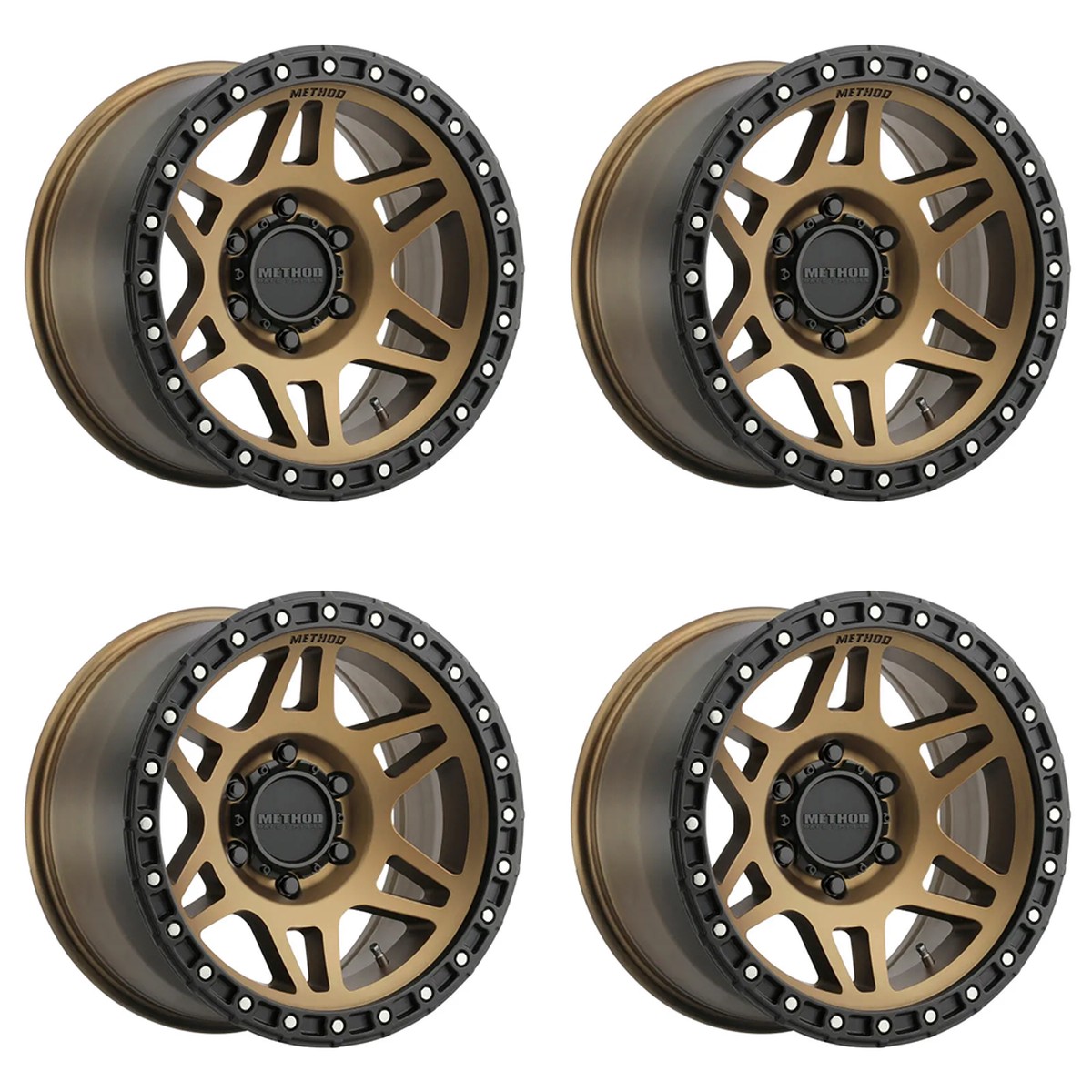 (set of 4) Method MR312 Bronze - Matte Black Lip | 17x8.5" +0mm | 6x5.5in Wheel