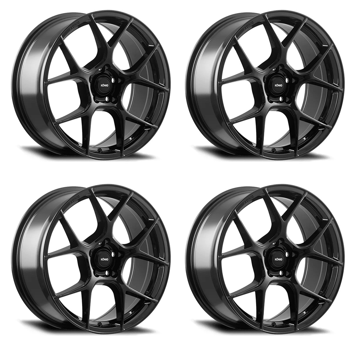 (set of 4) Konig Diverge Gloss Black | 19x8.5" +43mm | 5x108mm Wheel