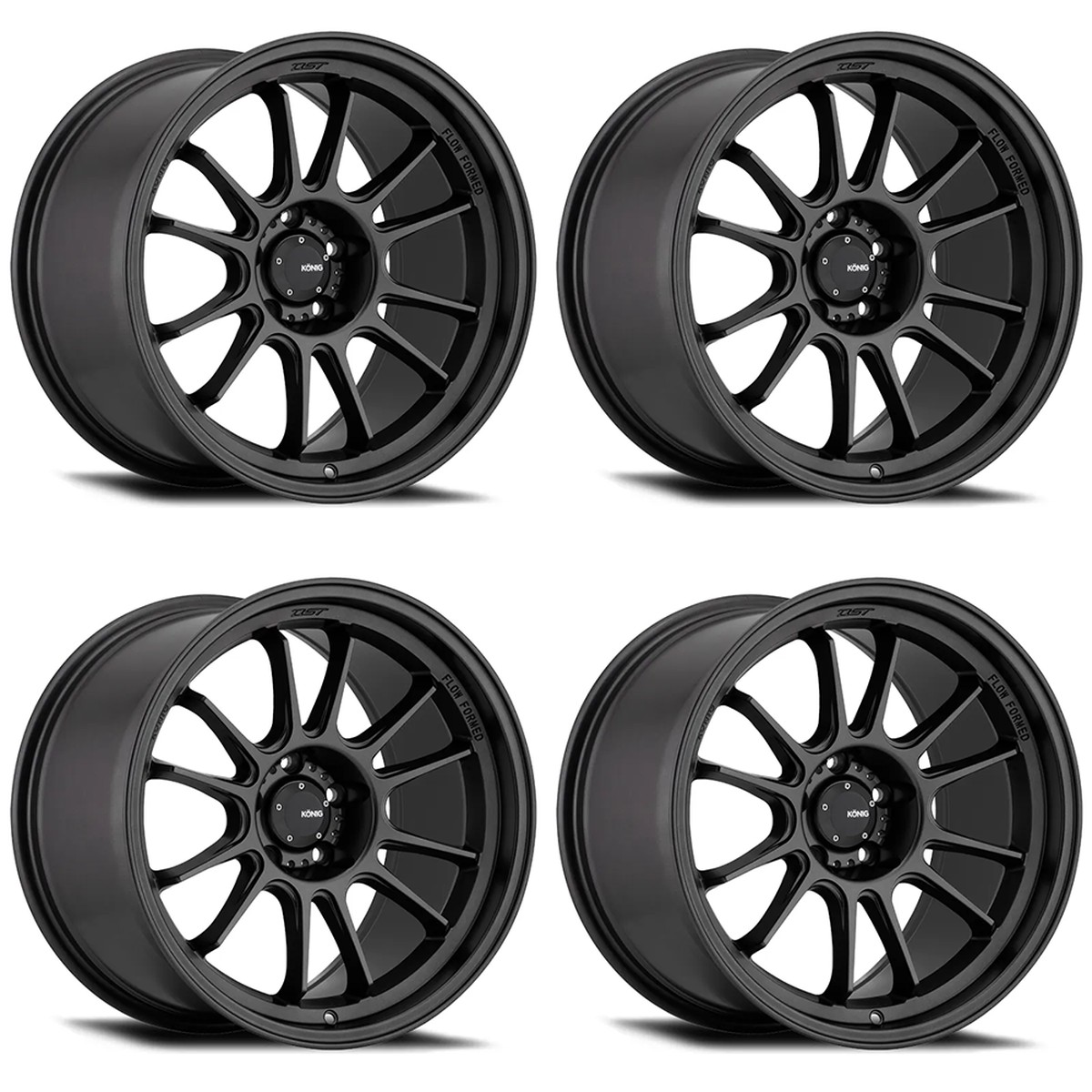 (set of 4) Konig Hypergram Matte Black | 17x9" +40mm | 5x100mm Wheel
