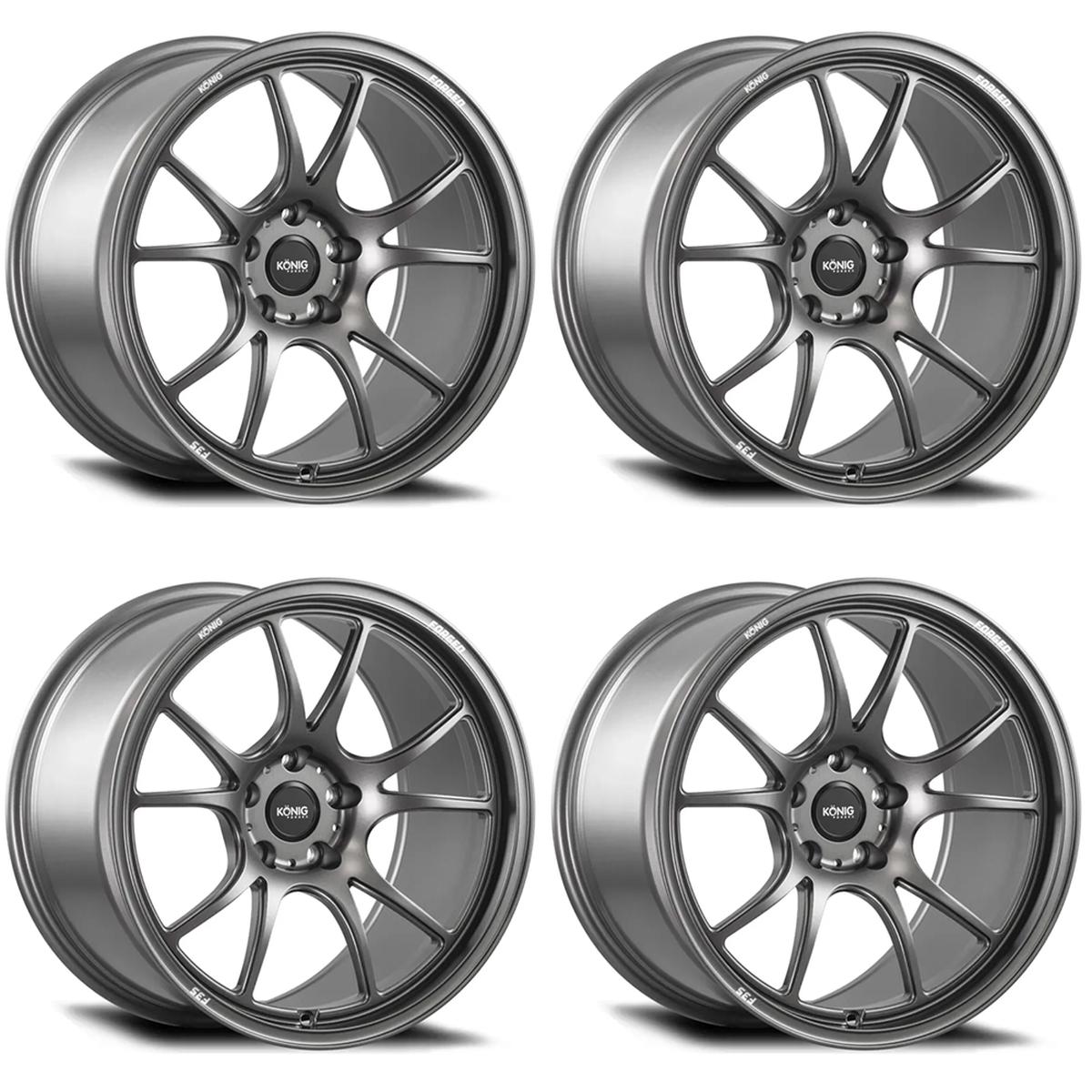 (set of 4) Konig F3S Satin Charcoal | 18x10.5" +25mm | 5x120mm Wheel