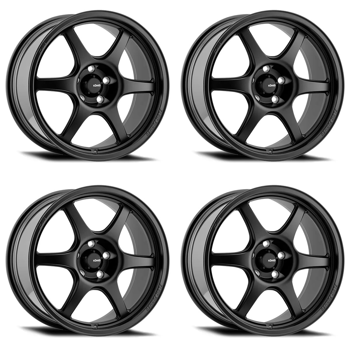 (set of 4) Konig Hexaform Matte Black | 17x8" +40mm | 4x108mm Wheel