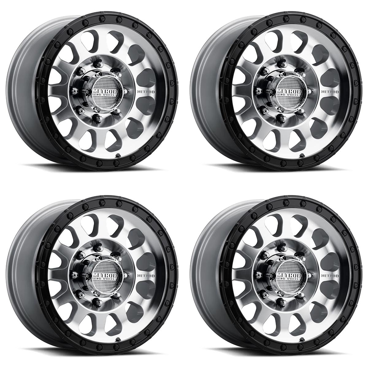 (set of 4) Method MR315 Machined - Gloss Black Lip | 18x9" +18mm | 8x6.5in Wheel