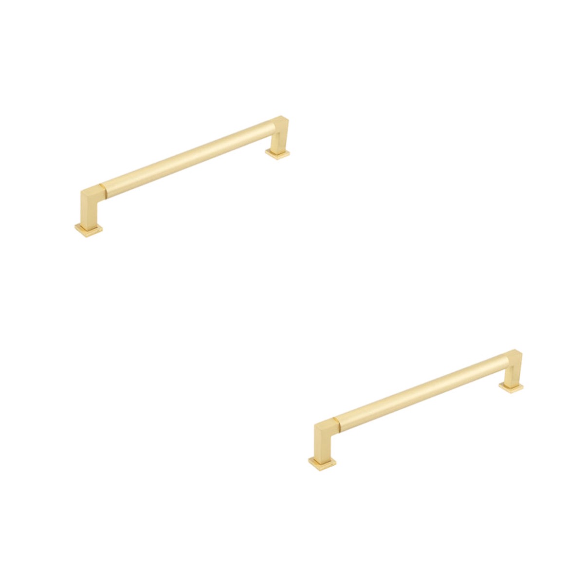 2 PACK Premium Round Satin Brass Cabinet Handle - 224mm - Kitchen Drawer Pull Handle