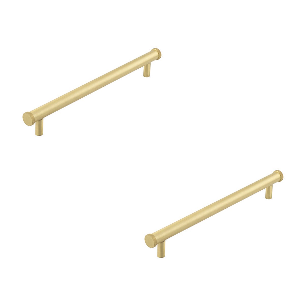 2 PACK Stylish Satin Brass Cabinet Handle 224mm - Knurled Diamond Design - Kitchen Drawer Pull Handle