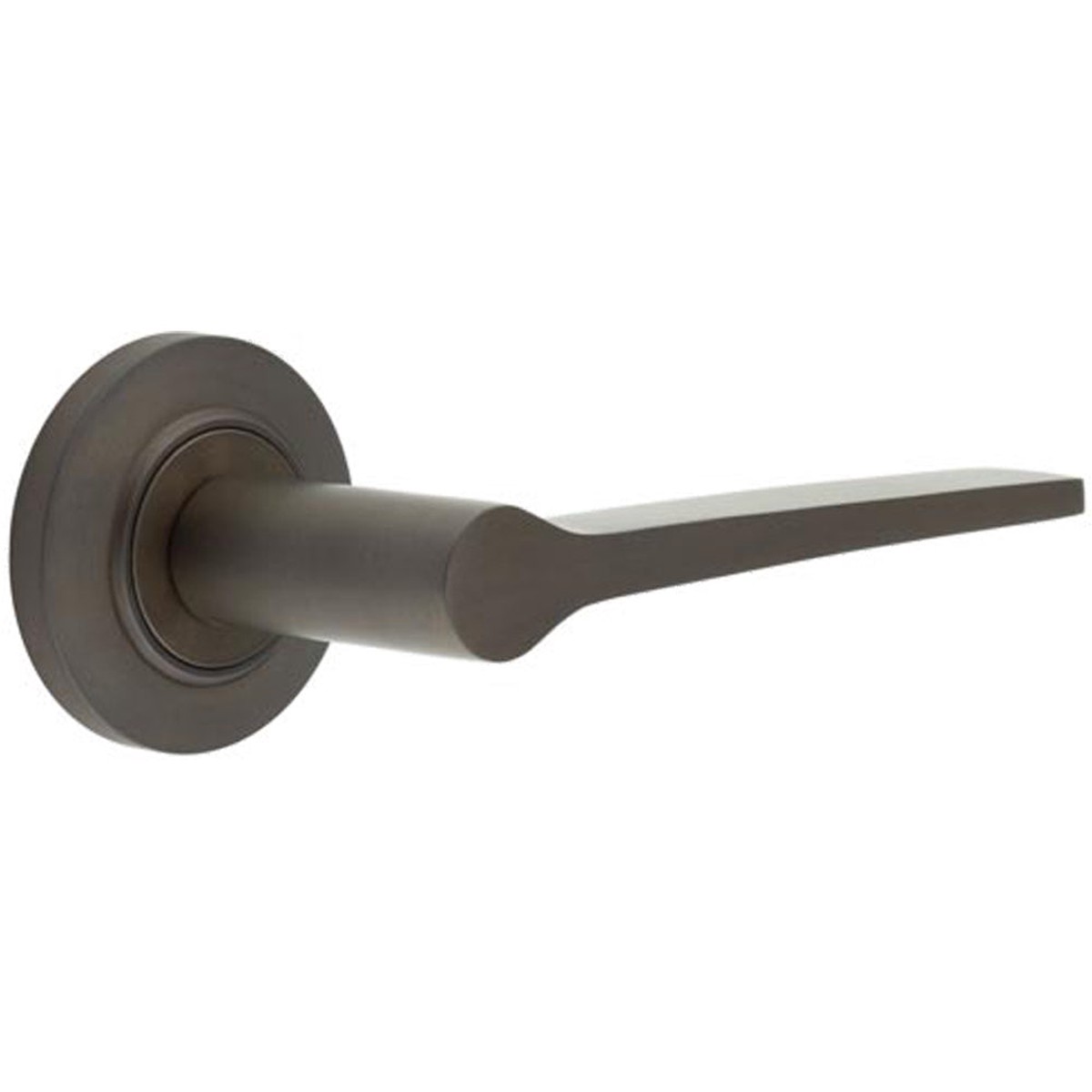 Elegant Solid Brass Door Handle on Chamfered Rose in Dark Bronze Finish - Solid Brass Interior Handle