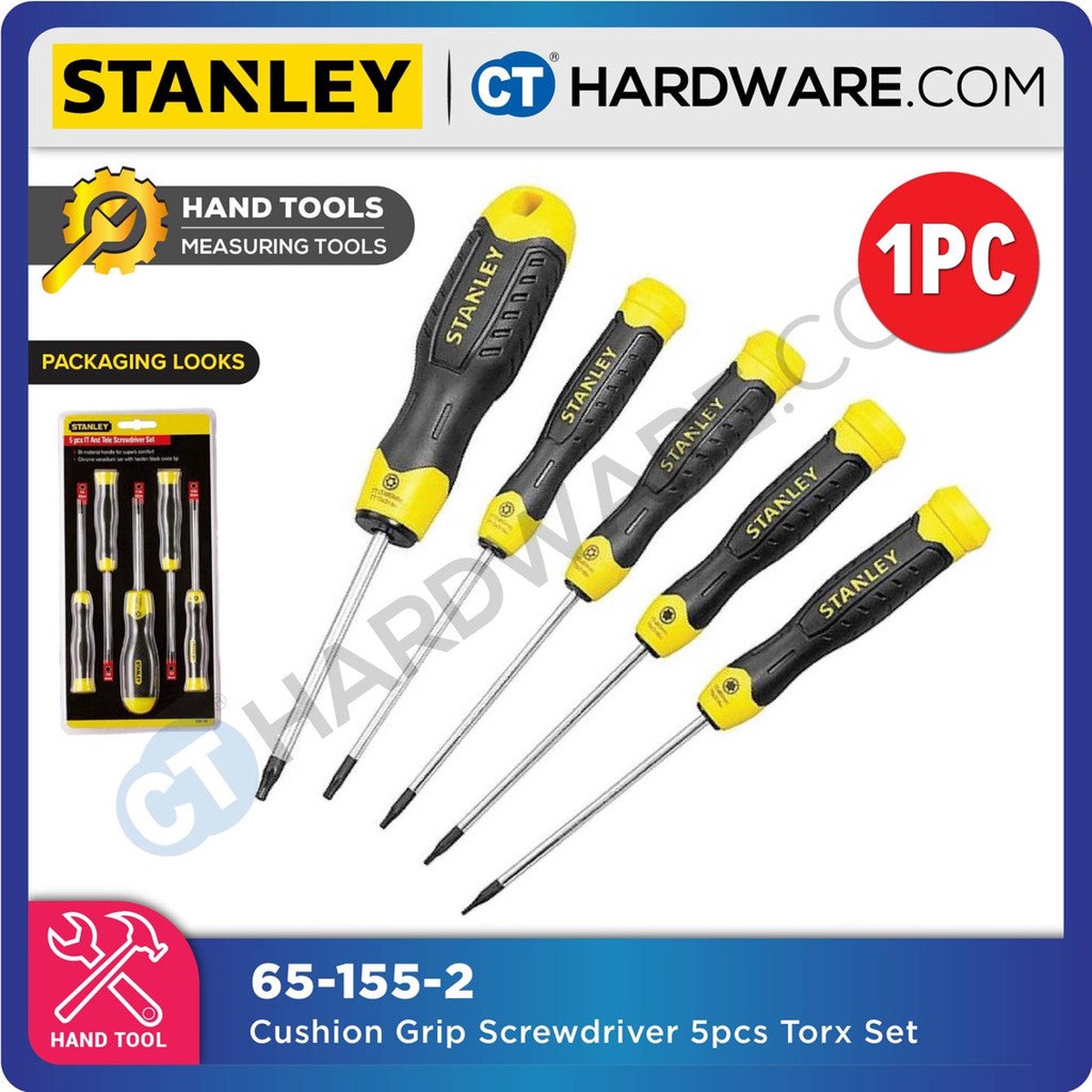 Stanley 65-155-2 Cushion Grip Screwdriver 5 pcs Torx Set