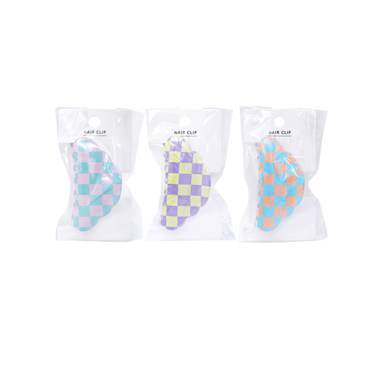 Checkered Pattern Claw Clip Cloud Colorful