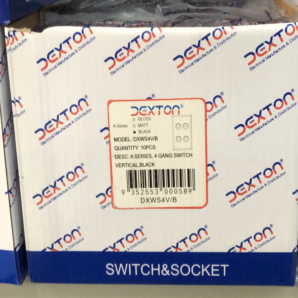 Gloss Black standard 4 gang switch - DXWS4V/B