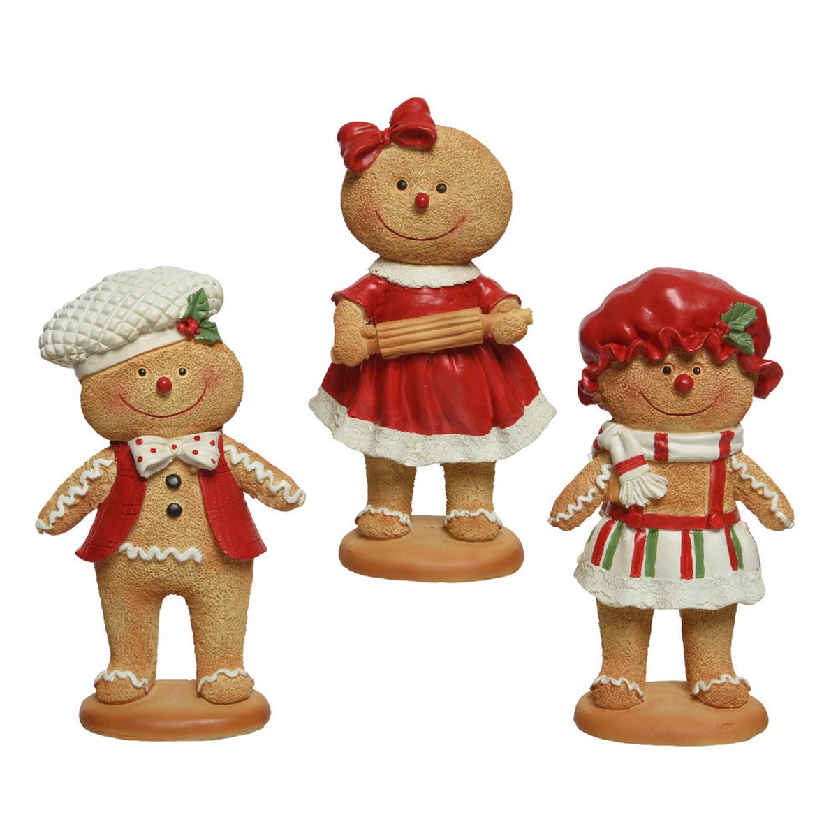 Decoris Polyresin Gingerbread Figure 16cm - 3 Assorted,