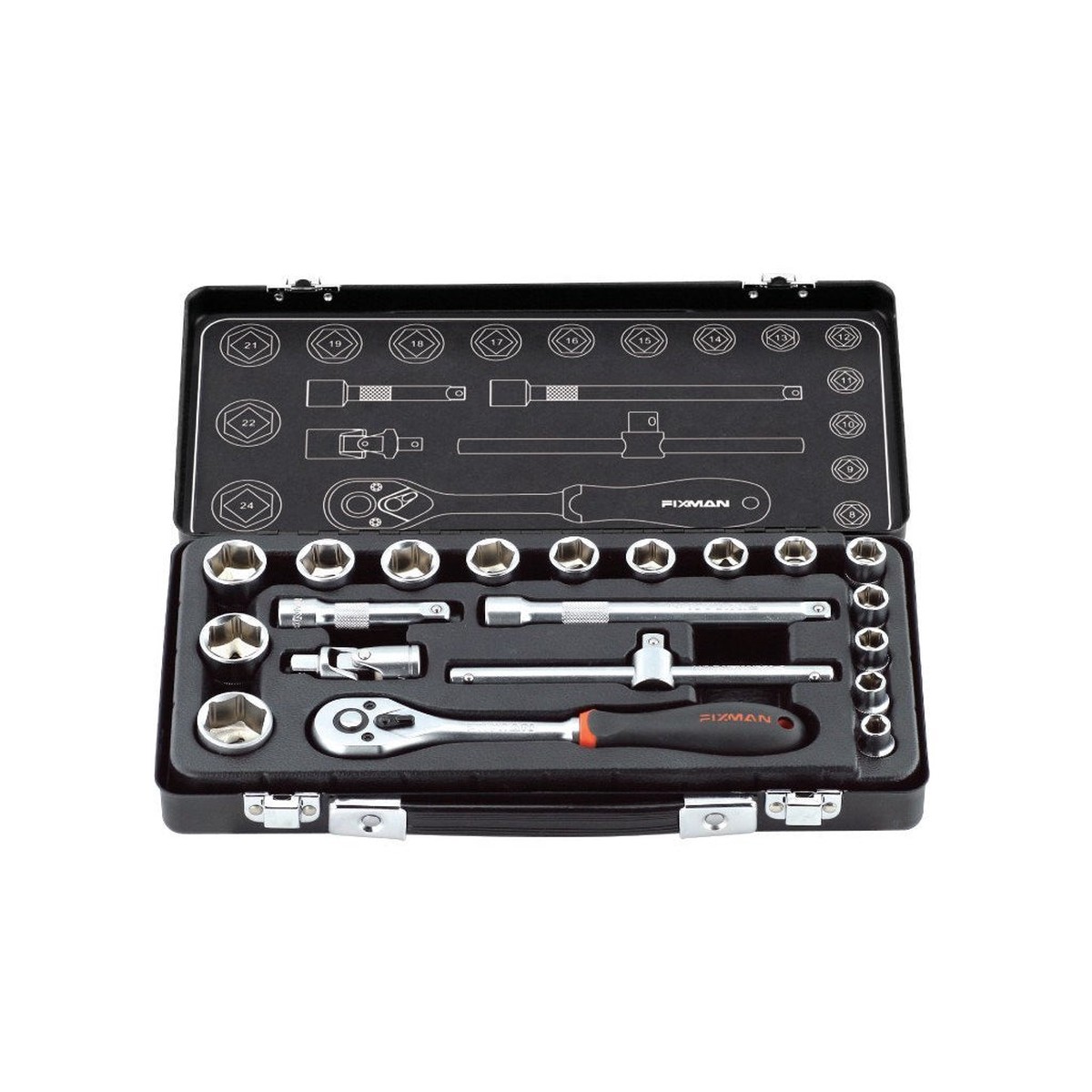 Fixman 20pc Metric 3/8" Dr. Socket Set in Case