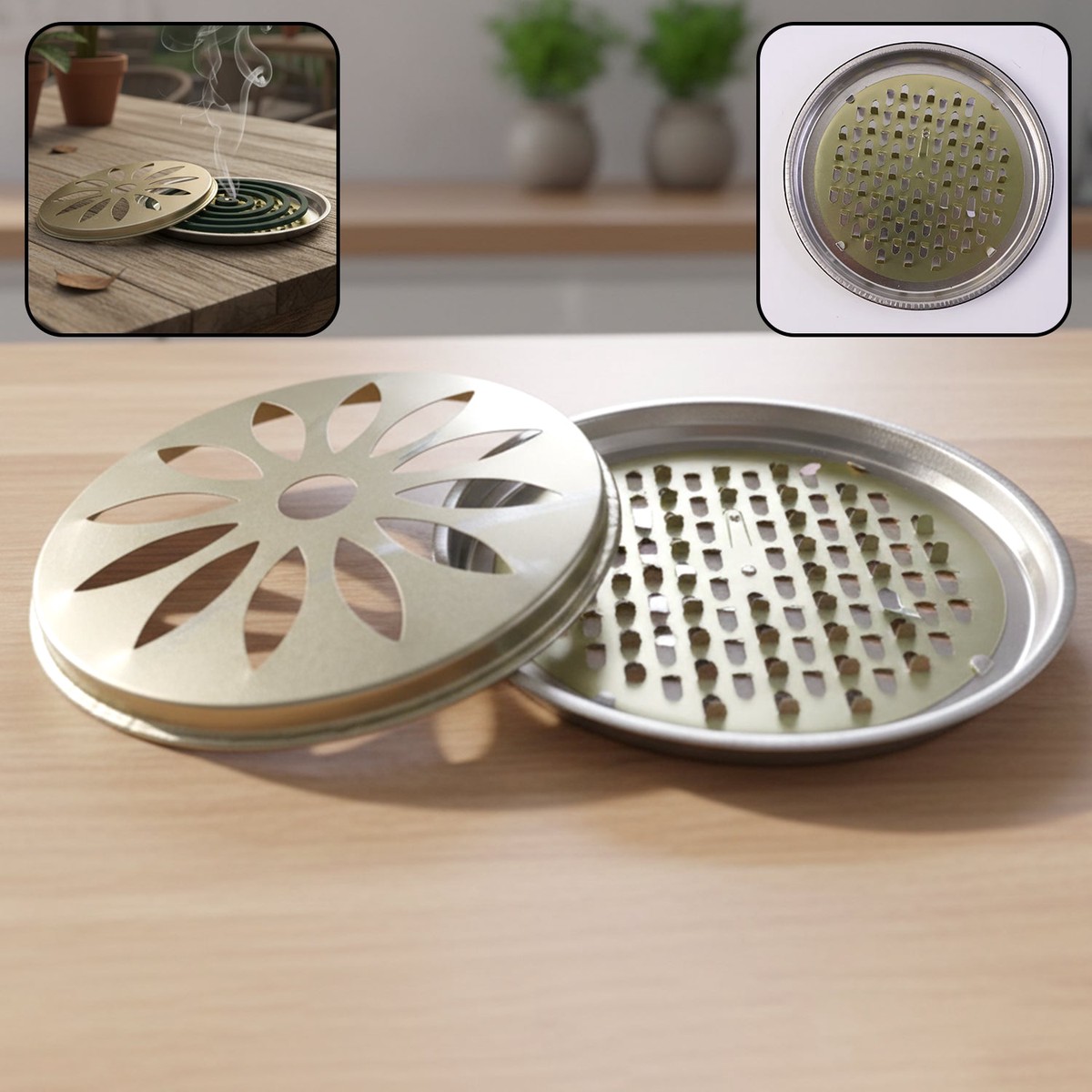 Metal Mosquito Coil Stand with Protective Cover Durable and Safe