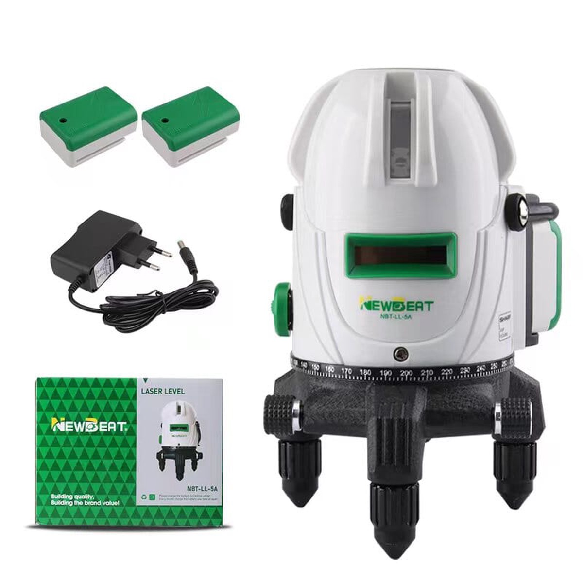 NEWBEAT 5 Line Green Laser Level with 2 Battery | Model : NBT-LL-5A